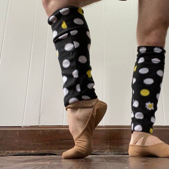 Yumiko Accessories Handmade Leg Warmers Black White Polka Dots